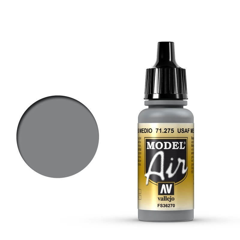 AV71275 Vallejo Model Air USAF Medium Gray 17 ml Acrylic Airbrush Paint [71275]