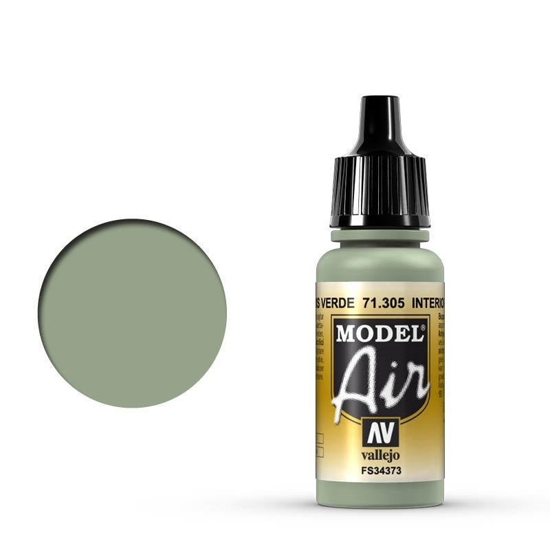 AV71305 Vallejo Model Air Interior Grey Green 17 ml Acrylic Airbrush Paint [71305] Vallejo