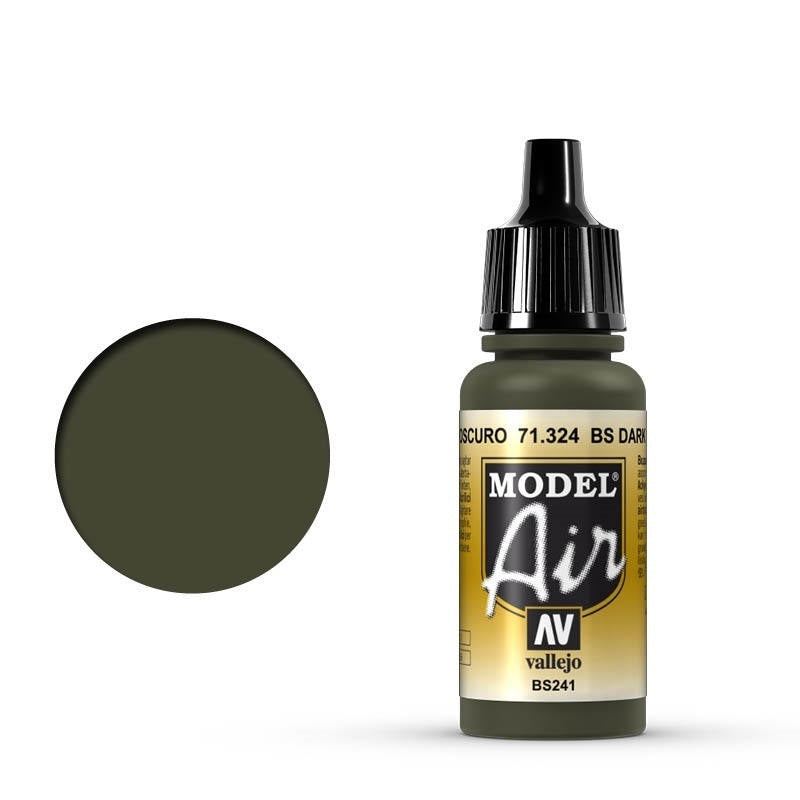 AV71324 Vallejo Model Air BS Dark Green 17 ml Acrylic Airbrush Paint [71324]