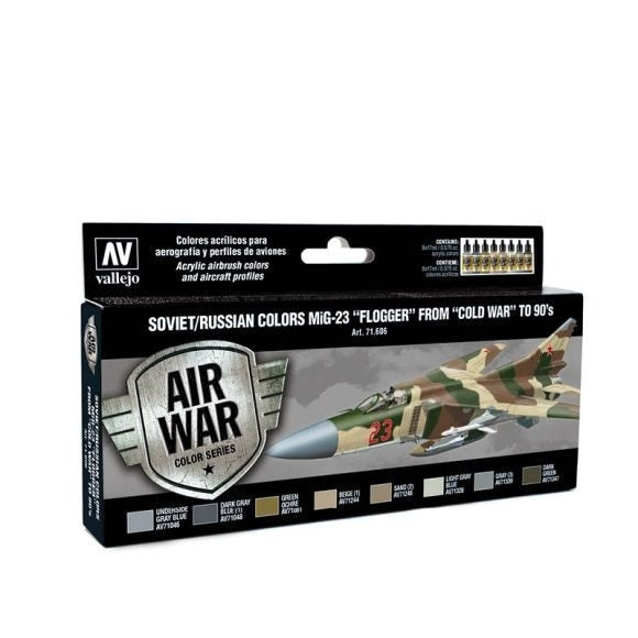 AV71606 Vallejo Model Air Soviet / Russian MiG-23 "Flogger" from 70's to 90's (8) Acrylic Paint Set [71606] Vallejo
