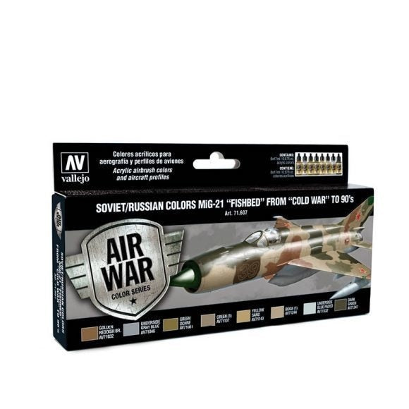 AV71607 Vallejo Model Air Soviet / Russian MiG-21 "Fishbed" from 50's to 90's (8) Acrylic Paint Set [71607]