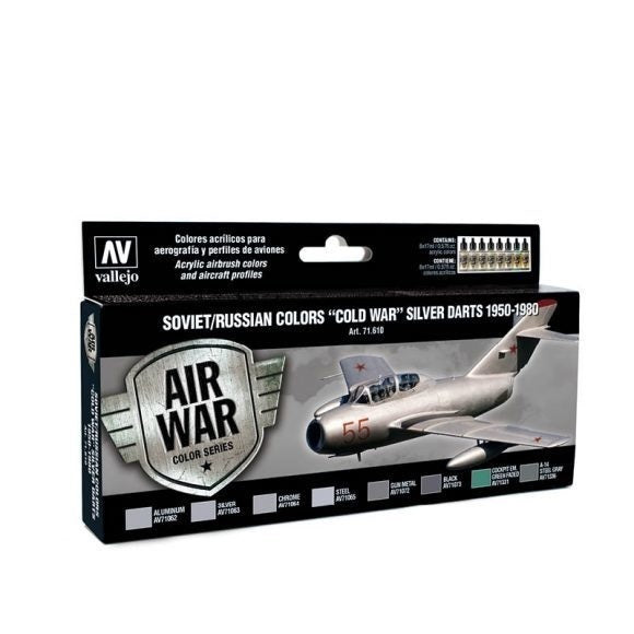 AV71610 Vallejo Model Air Soviet / Russian "Cold War" Silver Darts 1950-1980 (8) Acrylic Paint Set [71610] Vallejo