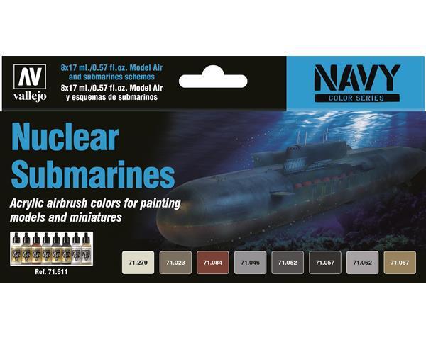 AV71611 Vallejo Model Air Nuclear Submarines 8 Colour Acrylic Airbrush Paint Set [71611] Vallejo