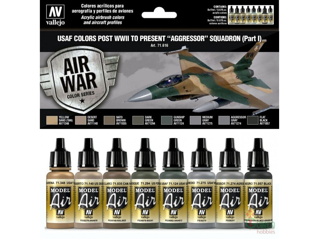 AV71616 Vallejo Model Air USAF WWII to present Aggressor Squadron Part I 8 Colour Acrylic Paint Set [71616] Vallejo