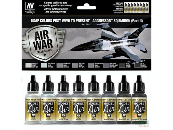 AV71617 Vallejo Model Air USAF WWII to present Aggressor Squadron Part II Acrylic Paint Set [71617]