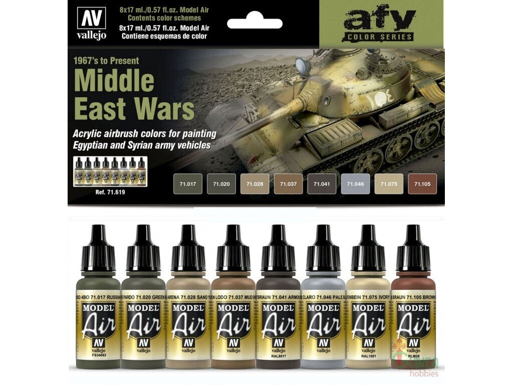 AV71619 Vallejo Model Air Middle East Wars (1967's to present) 8 Colour Acrylic Paint Set [71619] Vallejo