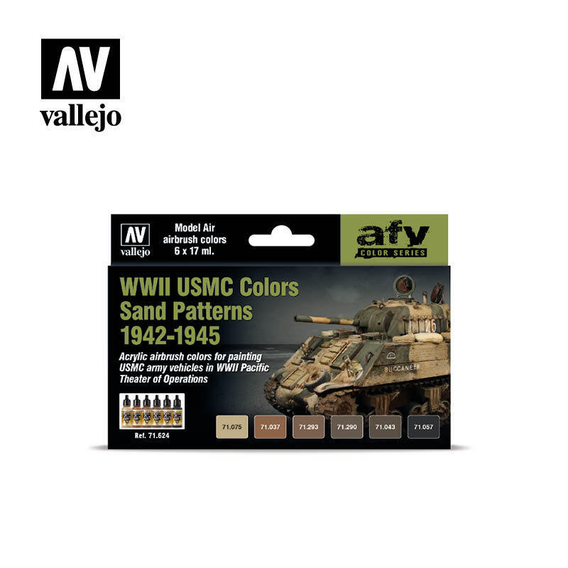 AV71624 Vallejo Model Air WWII USMC Colors Sand Patterns 1942-1945 [71624] Vallejo