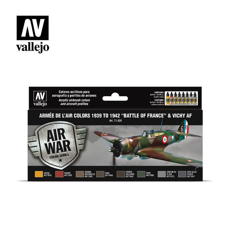 AV71626 Vallejo Model Air Arm©e de l'Air colors 1939 to 1942 "Battle of France" & Vichy AF [71626] Vallejo
