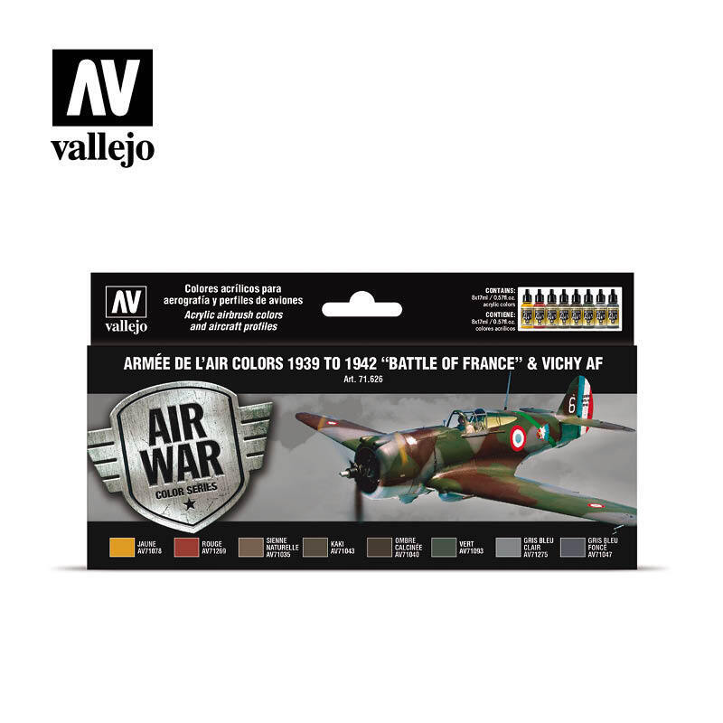 AV71626 Vallejo Model Air Arm©e de l'Air colors 1939 to 1942 "Battle of France" & Vichy AF [71626]