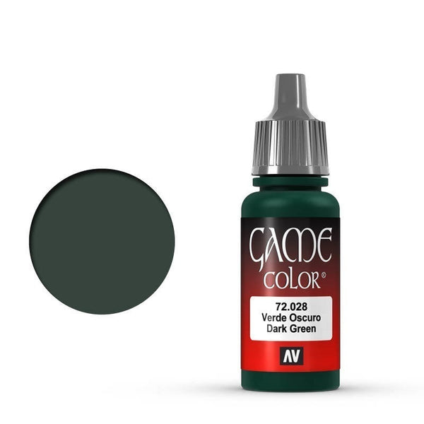 AV72028-OLD Vallejo Game Colour Dark Green 17 ml Acrylic Paint [72028] - Old Formulation