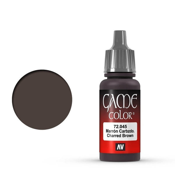 AV72045-OLD Vallejo Game Colour Charred Brown 17 ml Acrylic Paint [72045] - Old Formulation