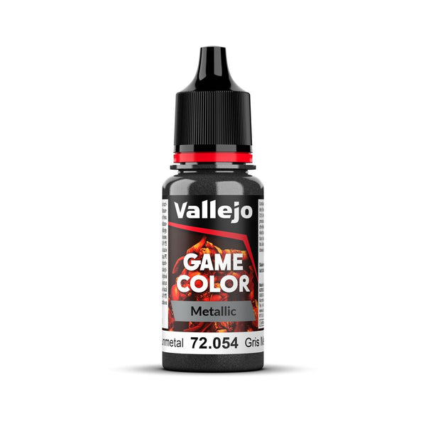 AV72054 Vallejo Game Colour Metal Dark Gunmetal 18ml Acrylic Paint - New Formulation