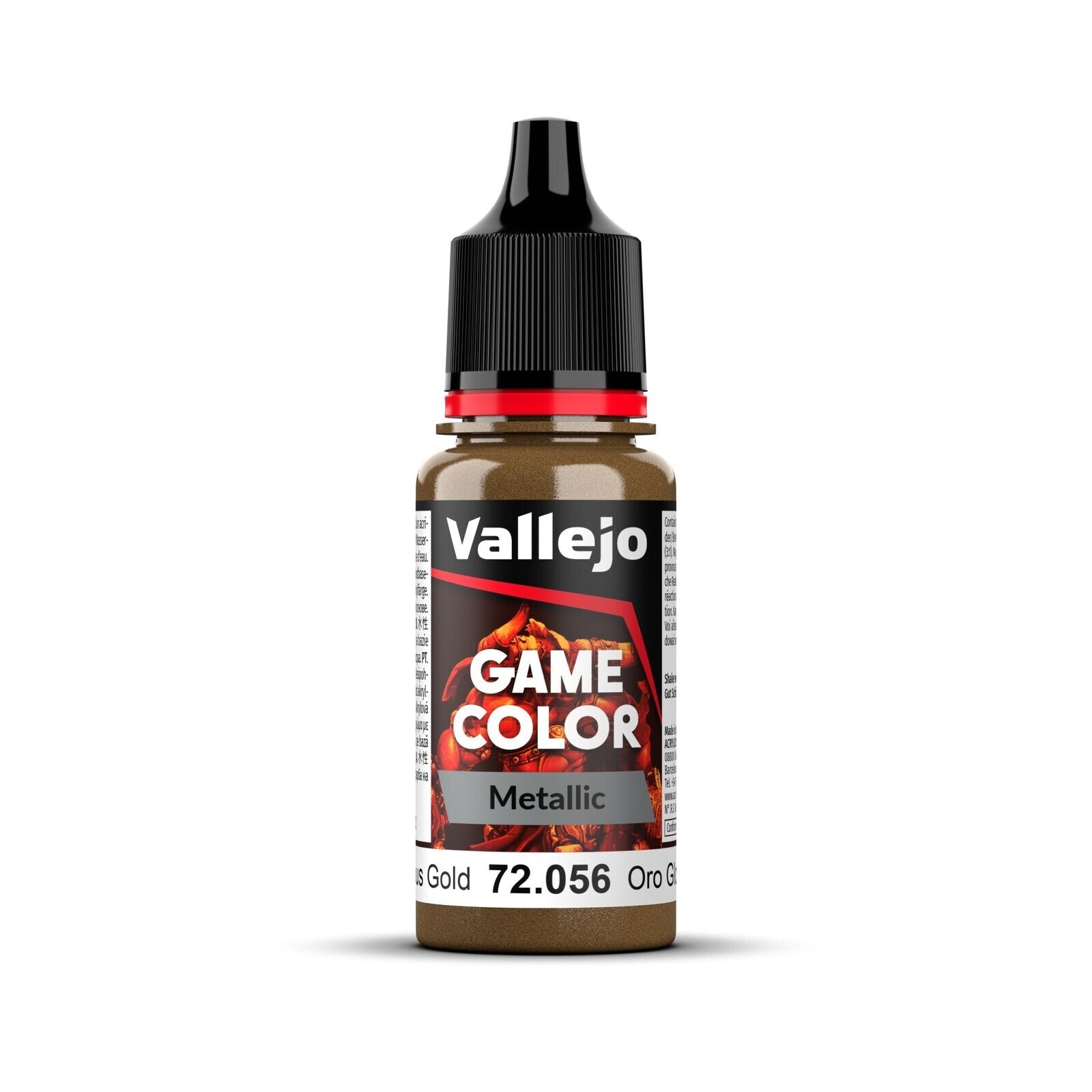 AV72056 Vallejo Game Colour Metal Glorious Gold 18ml Acrylic Paint - New Formulation Vallejo
