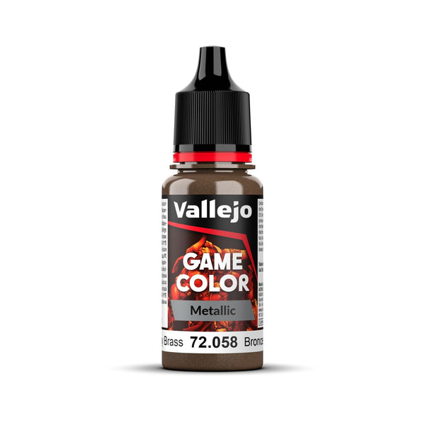 AV72058 Vallejo Game Colour Metal Brassy Brass 18ml Acrylic Paint - New Formulation
