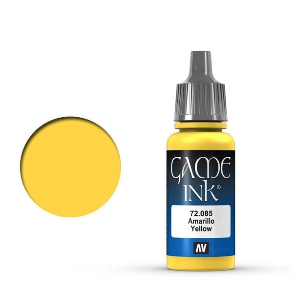 AV72085-OLD Vallejo Game Colour Ink Yellow 17 ml Acrylic Paint [72085] - Old Formulation