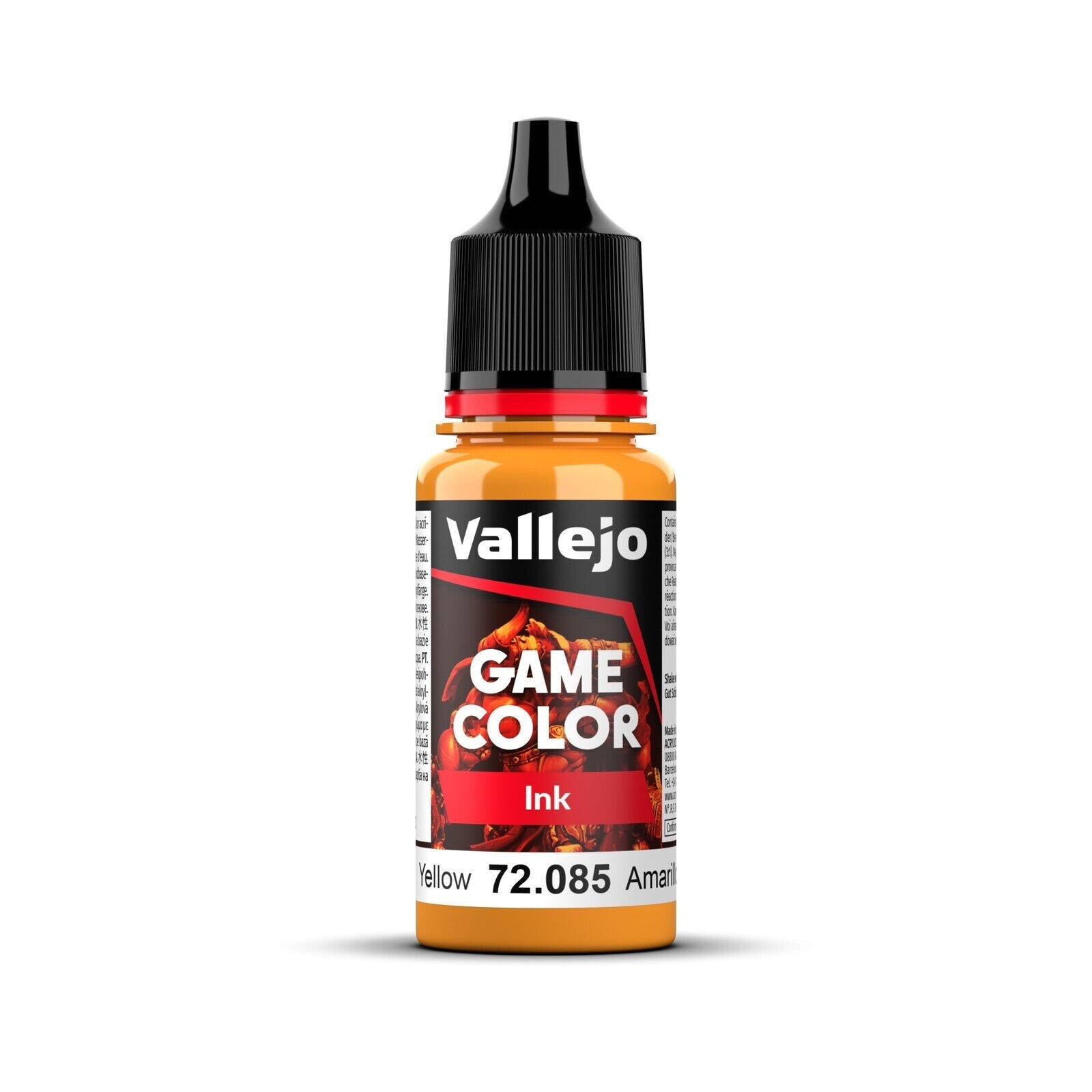 AV72085 Vallejo Game Colour Ink Yellow 18ml Acrylic Paint - New Formulation Vallejo