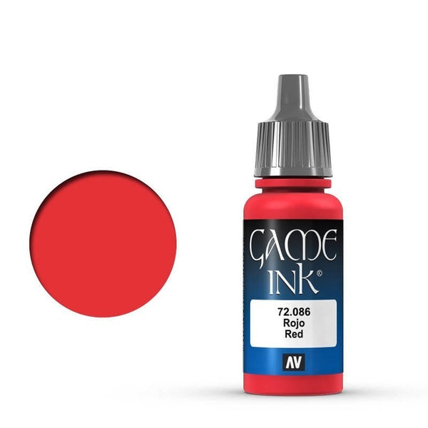 AV72086-OLD Vallejo Game Colour Ink Red 17 ml Acrylic Paint [72086] - Old Formulation