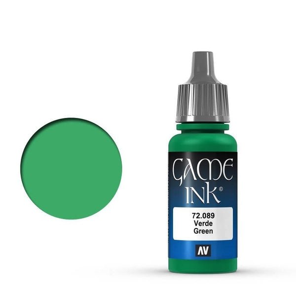 AV72089-OLD Vallejo Game Colour Ink Green 17 ml Acrylic Paint [72089] - Old Formulation