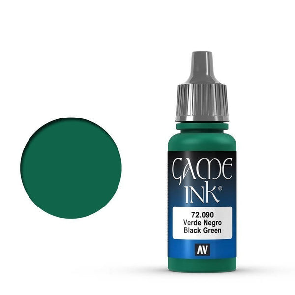 AV72090-OLD Vallejo Game Colour Ink Black Green 17 ml Acrylic Paint [72090] - Old Formulation