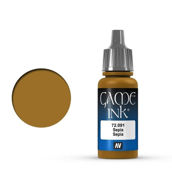 AV72091-OLD Vallejo Game Colour Ink Sepia 17 ml Acrylic Paint [72091] - Old Formulation