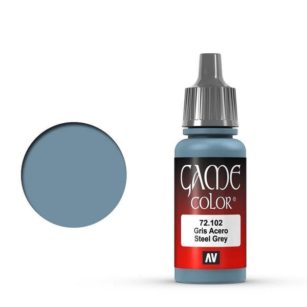 AV72102-OLD Vallejo Game Colour Steel Grey 17 ml Acrylic Paint [72102] - Old Formulation