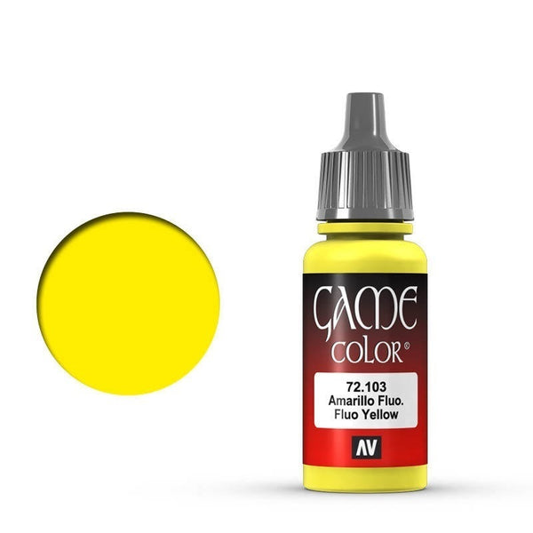 AV72103-OLD Vallejo Game Colour Fluo Yellow 17 ml Acrylic Paint [72103] - Old Formulation