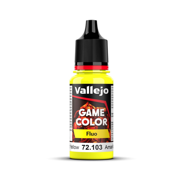 AV72103 Vallejo Game Colour Fluorescent Yellow 18ml Acrylic Paint - New Formulation