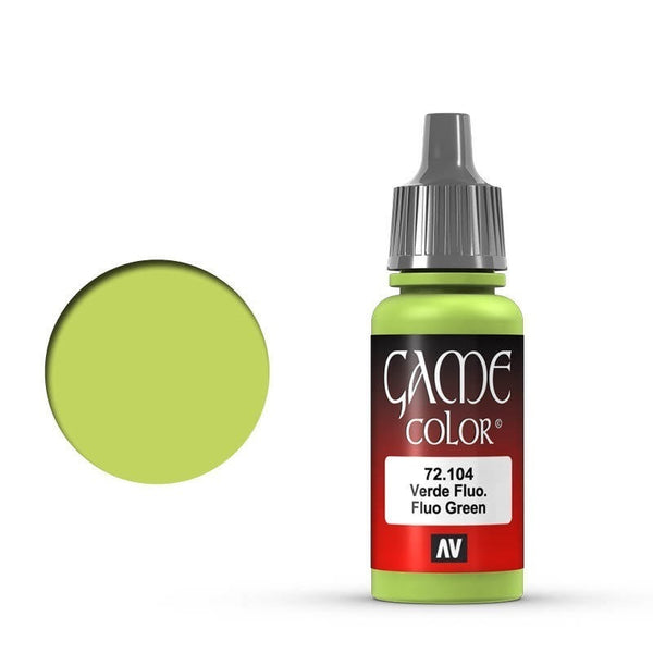 AV72104-OLD Vallejo Game Colour Fluo Green 17 ml Acrylic Paint [72104] - Old Formulation
