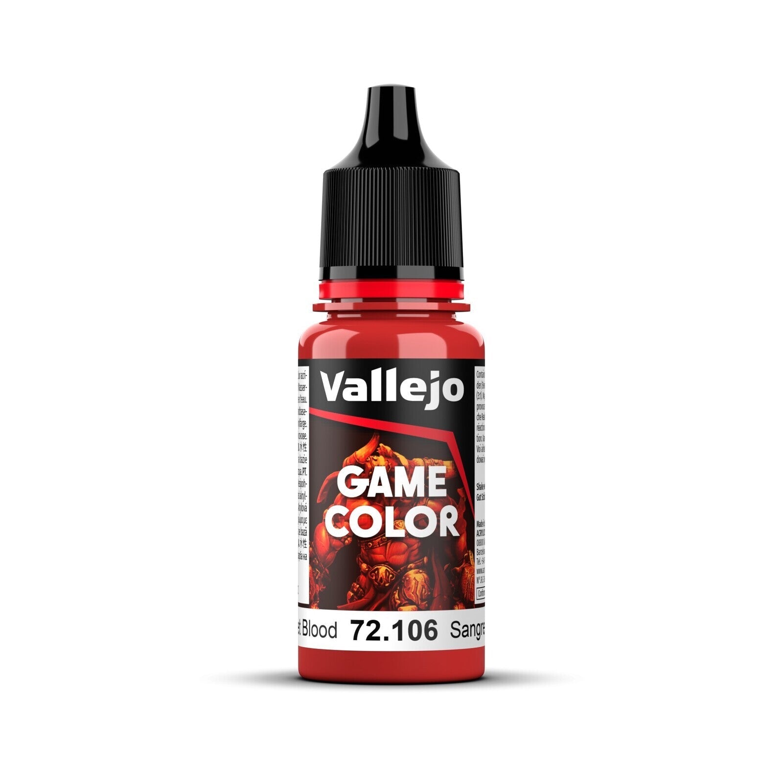 AV72106 Vallejo Game Colour Scarlet Blood 18ml Acrylic Paint - New Formulation Vallejo