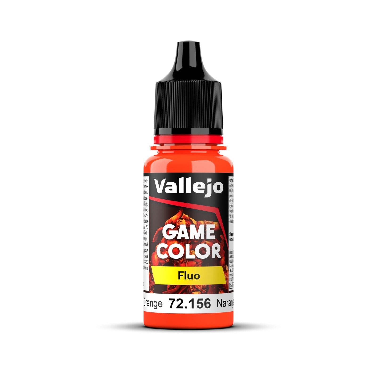 AV72156 Vallejo Game Colour Fluorescent Orange 18ml Acrylic Paint - New Formulation Vallejo