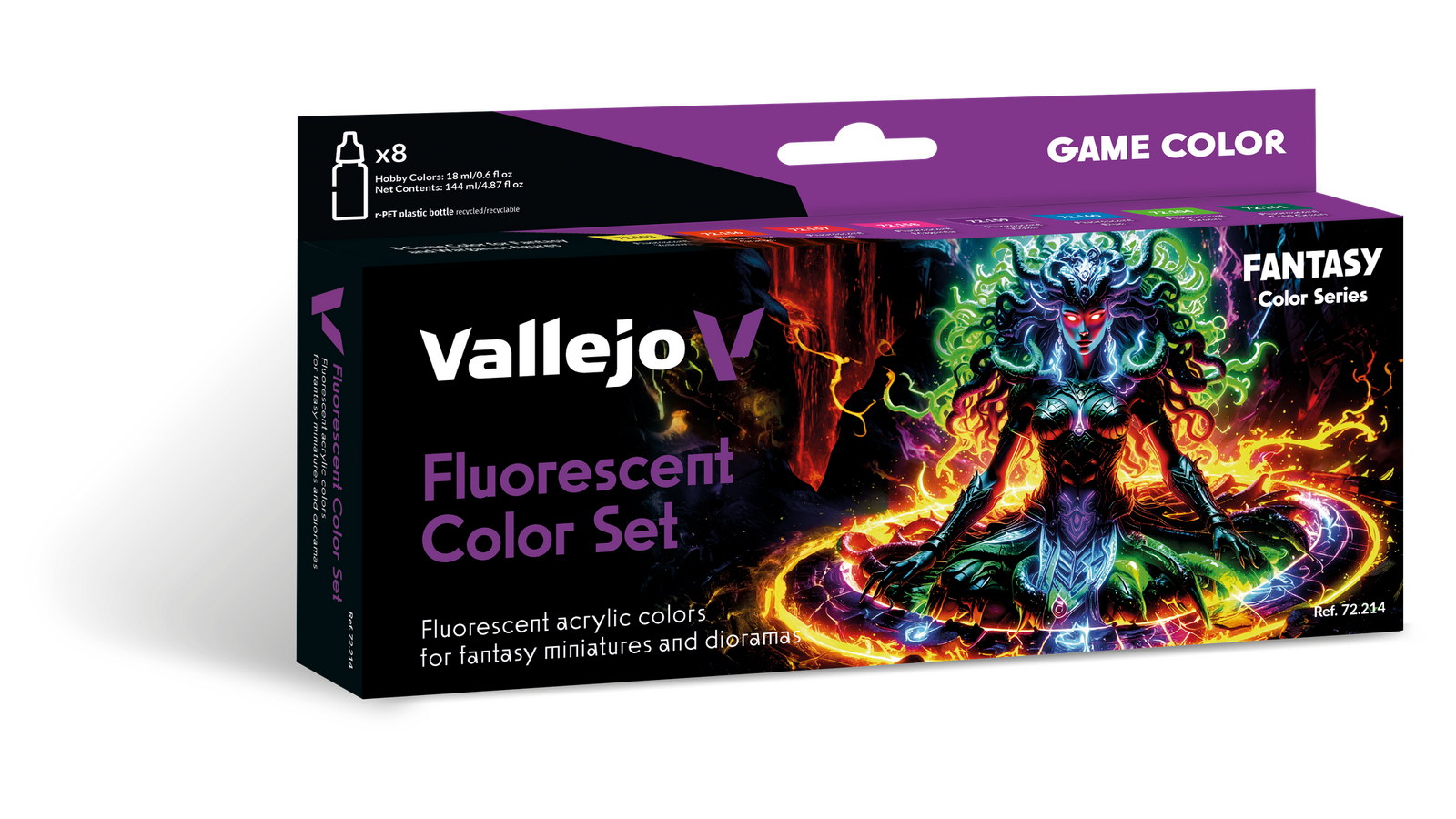Vallejo Game Colour: Fluorescent Colours (8 Colours) Acrylic Paint Set