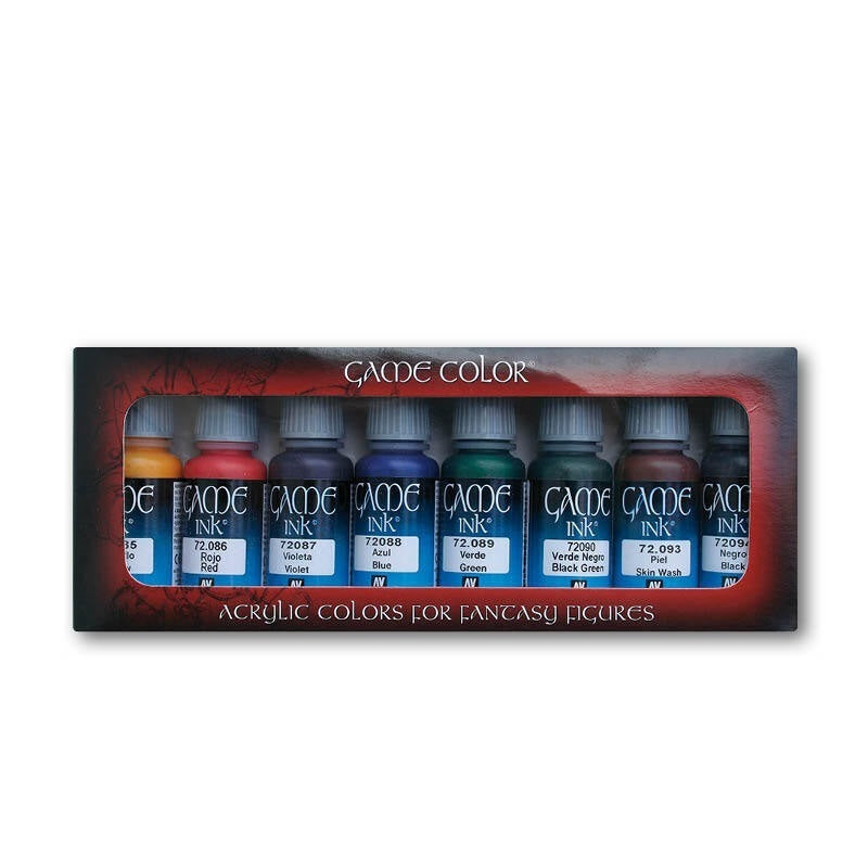 AV72296 Vallejo Game Colour Game Ink 8 Colour Set Acrylic Paint [72296] Vallejo