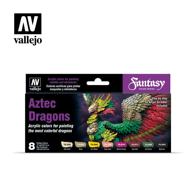 AV72306 Vallejo Game Color Aztec Dragons (8) by Angel Giraldez Acrylic Paint Set [72306] Vallejo