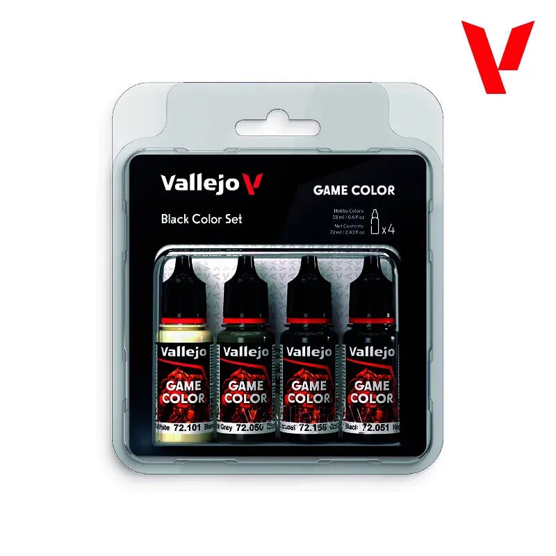 Vallejo Game Colour Black Color Set (4 Colours) Acrylic Paint Set
