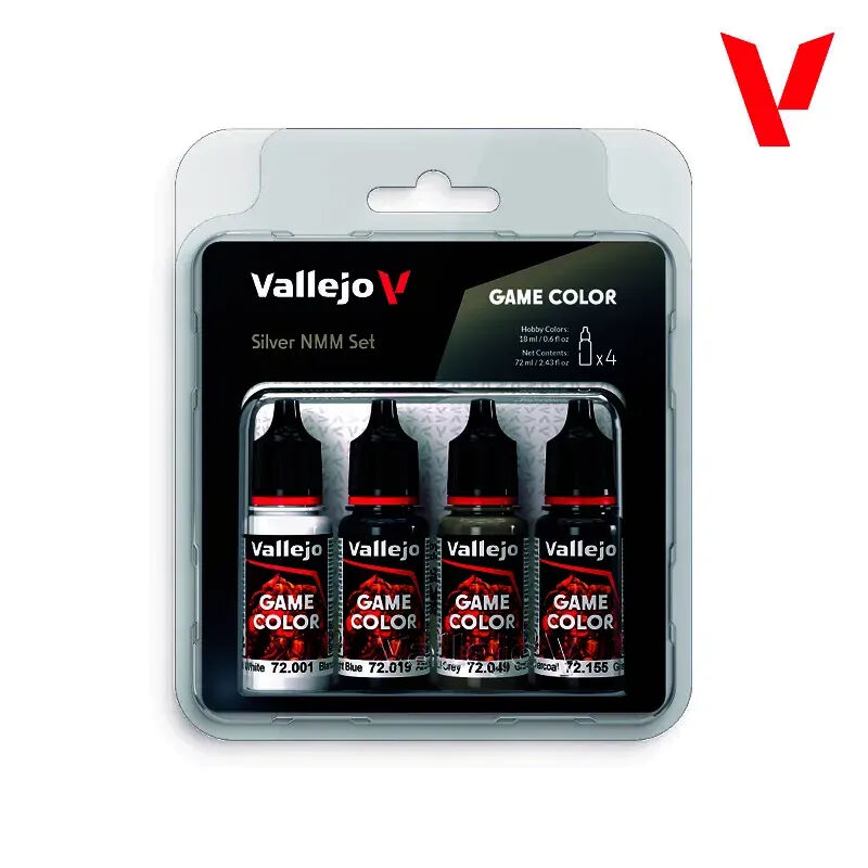 Vallejo Game Colour Silver NMM Set (4 Colours) Acrylic Paint Set