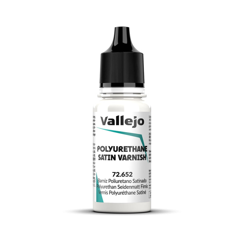 AV72652 Vallejo Game Colour Polyurethane Satin Varnish 18ml Acrylic Paint - New Formulation