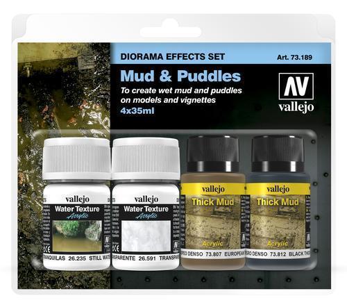 AV73189 Vallejo Diorama Effects Set Mud & Puddles 4 x 35ml [73189] Vallejo