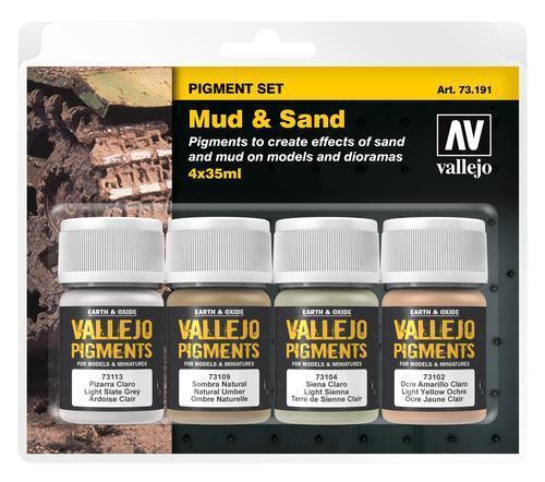 AV73191 Vallejo Pigments Set Mud & Sand 4 x 35ml [73191] Vallejo