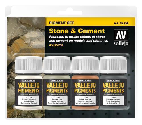 AV73192 Vallejo Pigments Set Stone & Cement 4 x 35ml [73192] Vallejo