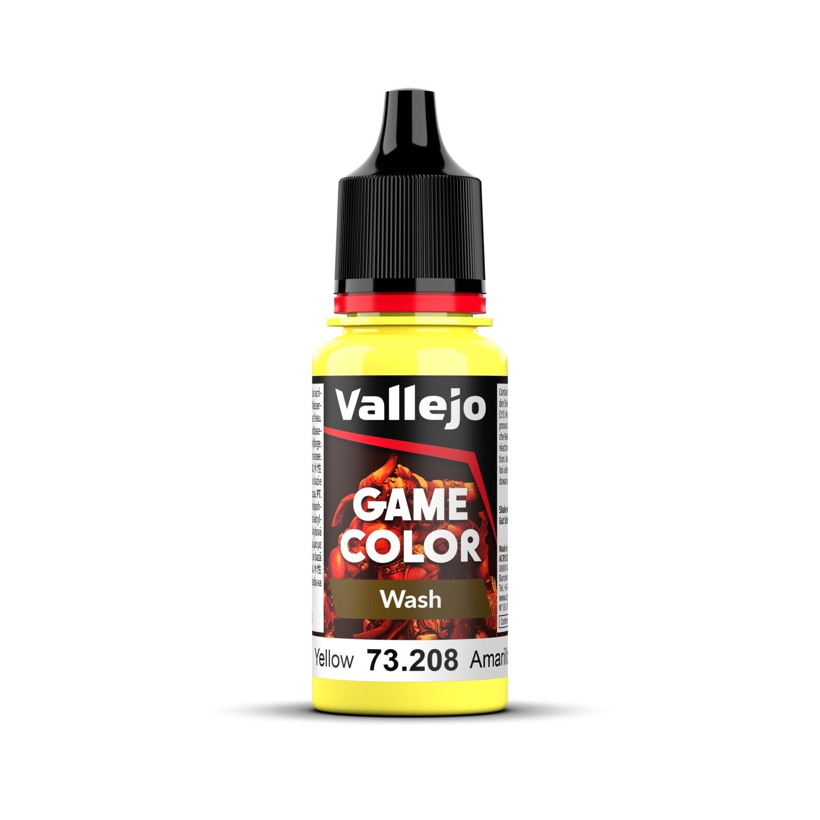 AV73208 Vallejo Game Colour Wash Yellow  18ml Acrylic Paint - New Formulation Vallejo