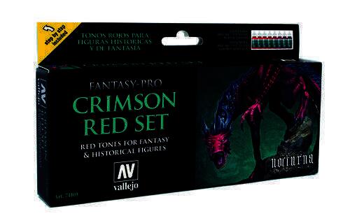AV74103 Vallejo Fantasy Pro Crimson Red Set (8) Acrylic Paint Set [74103] Vallejo