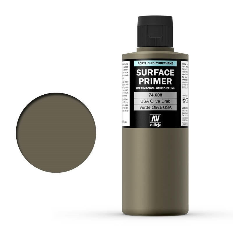 AV74608 Vallejo Surface Primer Color US Olive Drab 200 ml [74608] Vallejo
