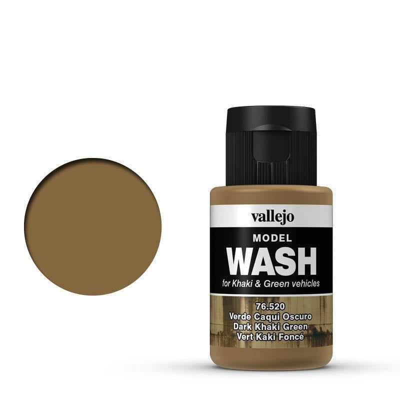 AV76520 Vallejo Model Wash Dark Khaki Green 35 ml Acrylic Paint [76520] Vallejo