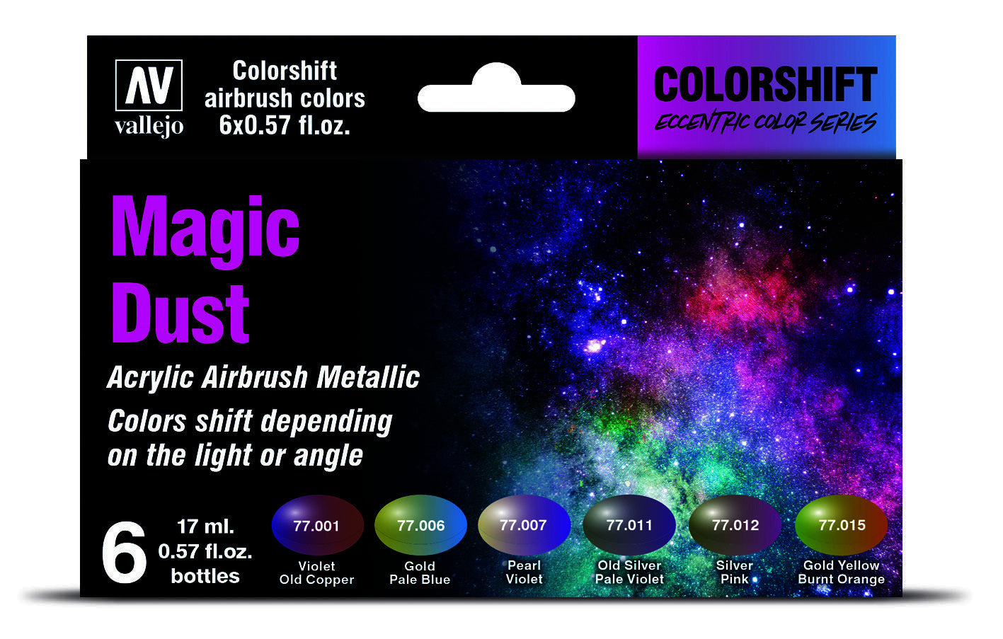 AV77090 Vallejo Eccentric Colorshift Magic Dust (6 Colour Set) Acrylic Airbrush Paint [77090] Vallejo