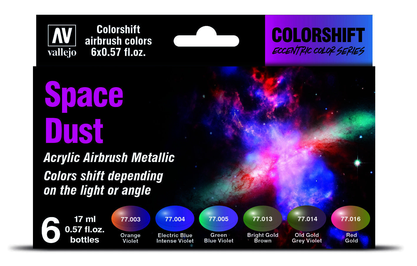 AV77091 Vallejo Eccentric Colorshift Space Dust (6 Colour Set) Acrylic Airbrush Paint [77091] Vallejo