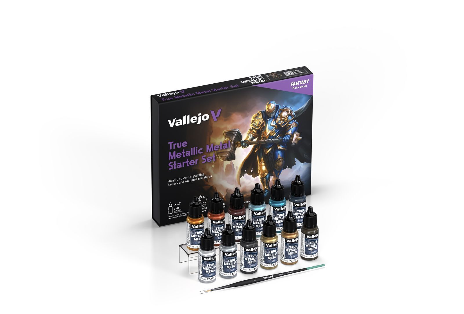 Vallejo True Metallic Metal Starter Set - 12 Colour Paint Set