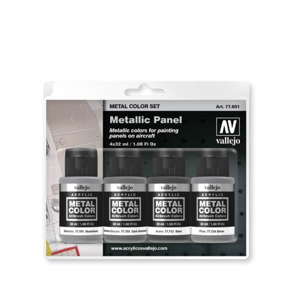 AV77601 Vallejo Metal Colour Metallic Panel 4 Colour Acrylic Paint Set [77601]