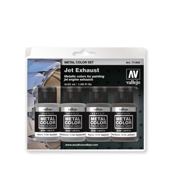 AV77602 Vallejo Metal Colour Jet Exhaust 4 Colour Acrylic Paint Set [77602] Vallejo