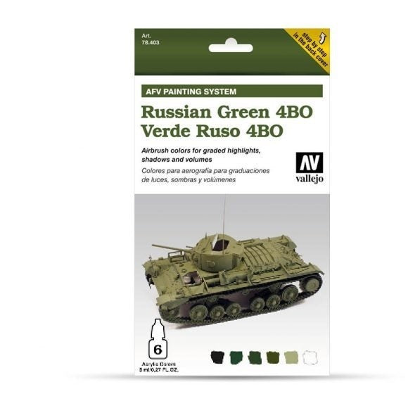 AV78403 Vallejo Model Air AFV Set Verde Ruso ABO 6 Colour Acrylic Paint Set [78403] Vallejo
