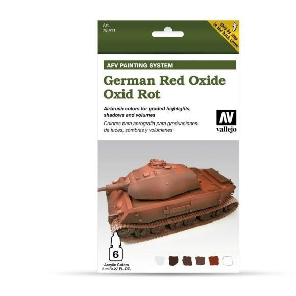 AV78411 Vallejo Model Air AFV Set German Red Oxide 6 Colour Acrylic Paint Set [78411] Vallejo